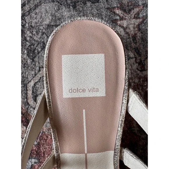 NWOT Dolce Vita Womens Silver Gold Metallic Pointed Toe Mule Heels Slip On  9 - Picture 9 of 12